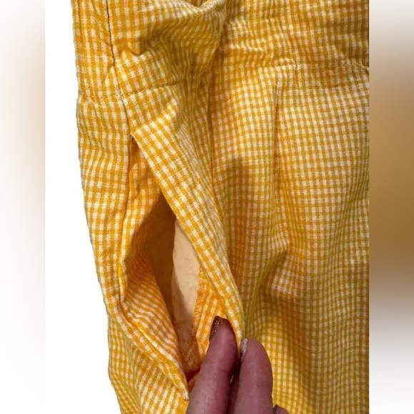 Free People M Kate Gingham Straight Leg Trouser Pants Malibu Orange/White Preppy - Picture 6 of 11